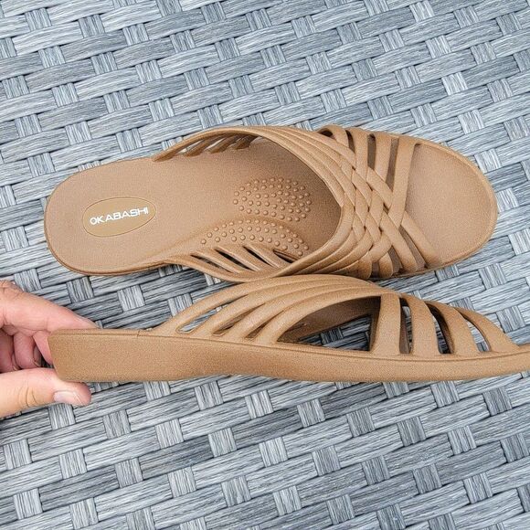 Okabashi Womens Size Large 9.5 to 10.5 Venice Slide Sandals Tan - Picture 7 of 9